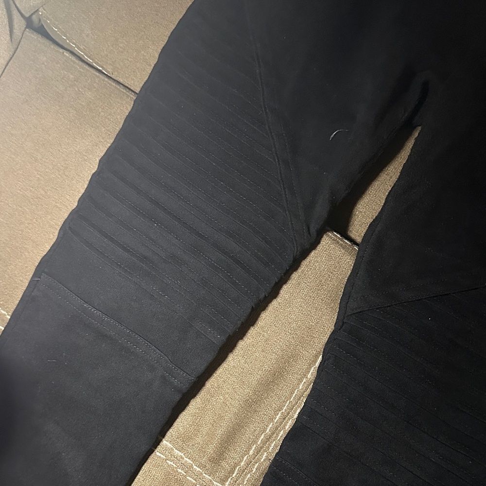 Black Faux Suede Motorcycle Leggings
